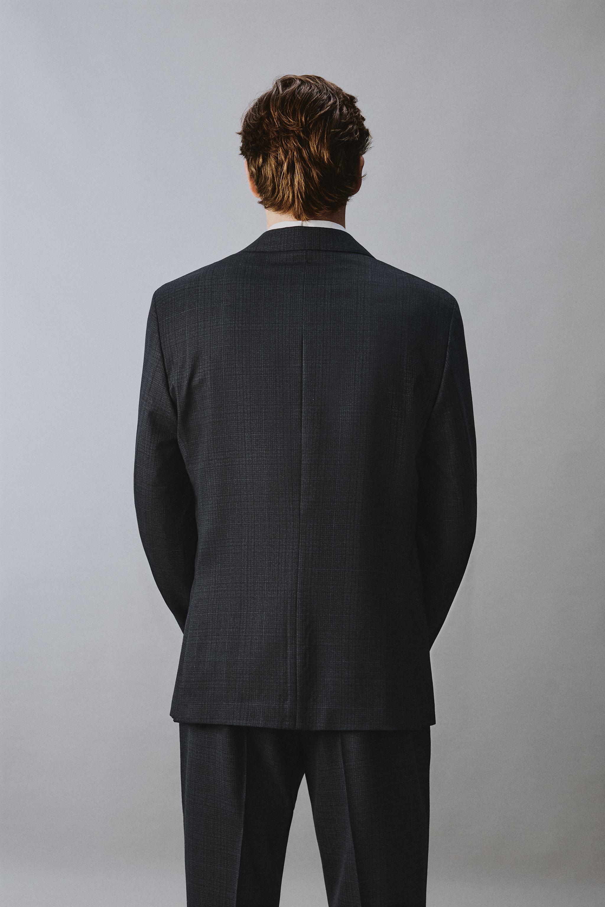 100% WOOL PLAID SUIT BLAZER